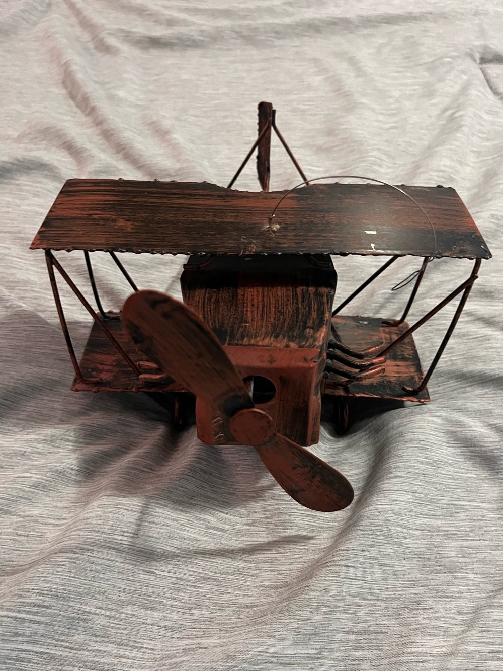Vintage Metal Airplane Wind Up Propeller Plane Music Box